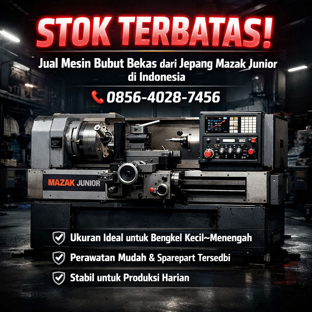 STOK TERBATAS! 0856-4028-7456 Jual Mesin Bubut Bekas dari Jepang Mazak Junior di Indonesia