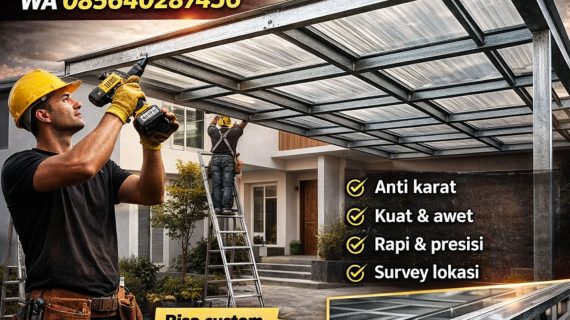 GAK PAKE RIBET, LANGSUNG TERPASANG! WA 085640287456 – Jasa Pasang Kanopi Besi Hollow Galvanis di Semarang Kudus
