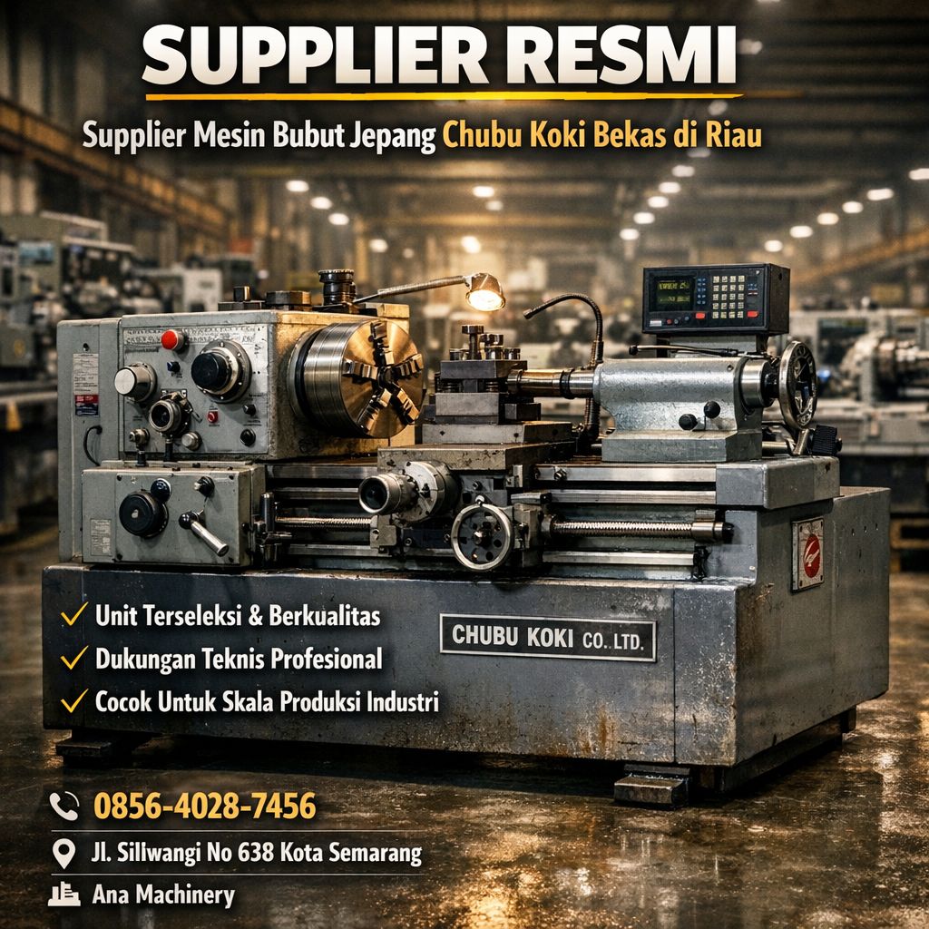 SUPPLIER RESMI & HANDAL! 0856-4028-7456 Supplier Mesin Bubut Jepang Chubu Koki Bekas di Riau - Ana Machinery