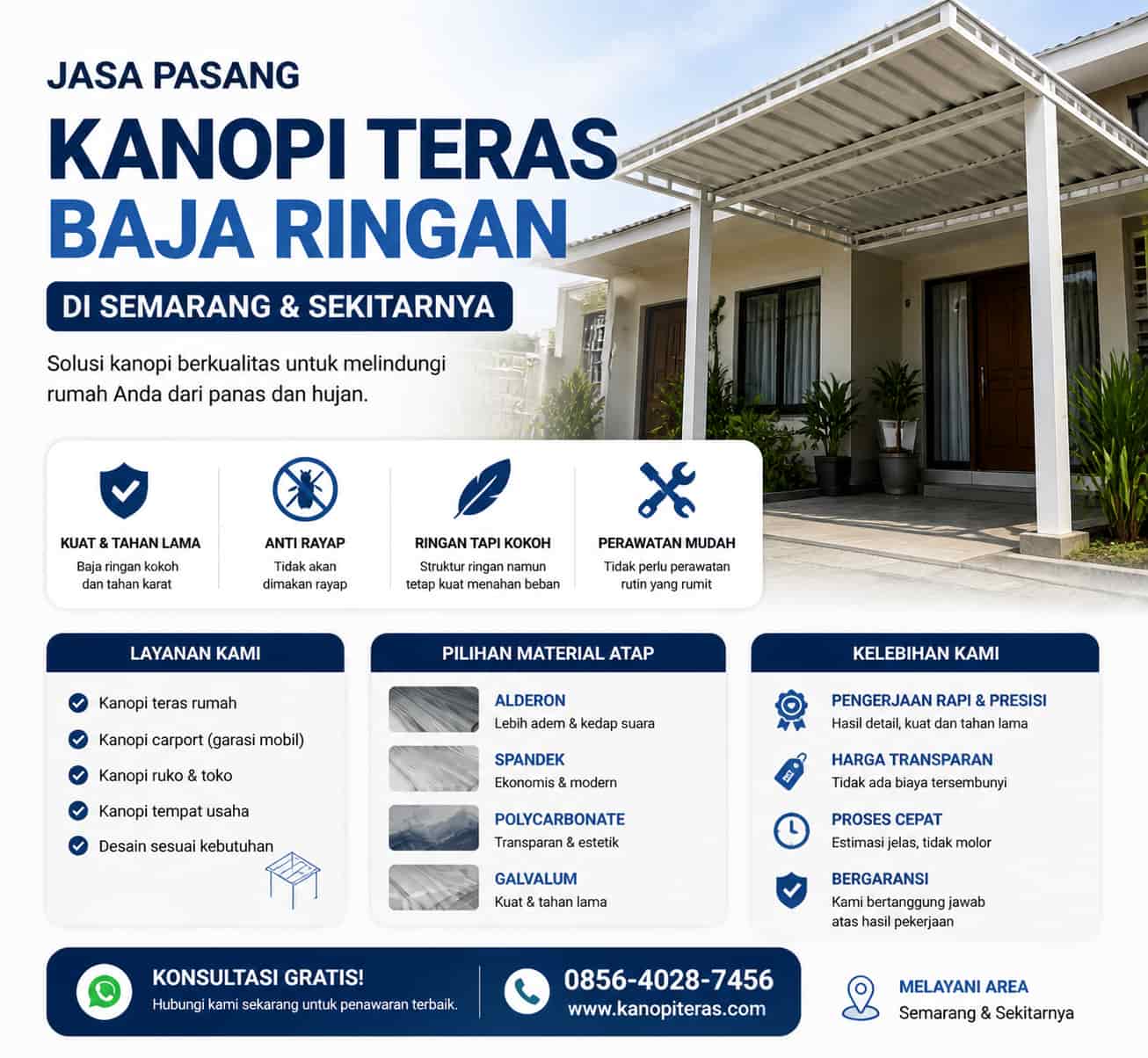 jasa pasang kanopi alderon balkon semarang kudus