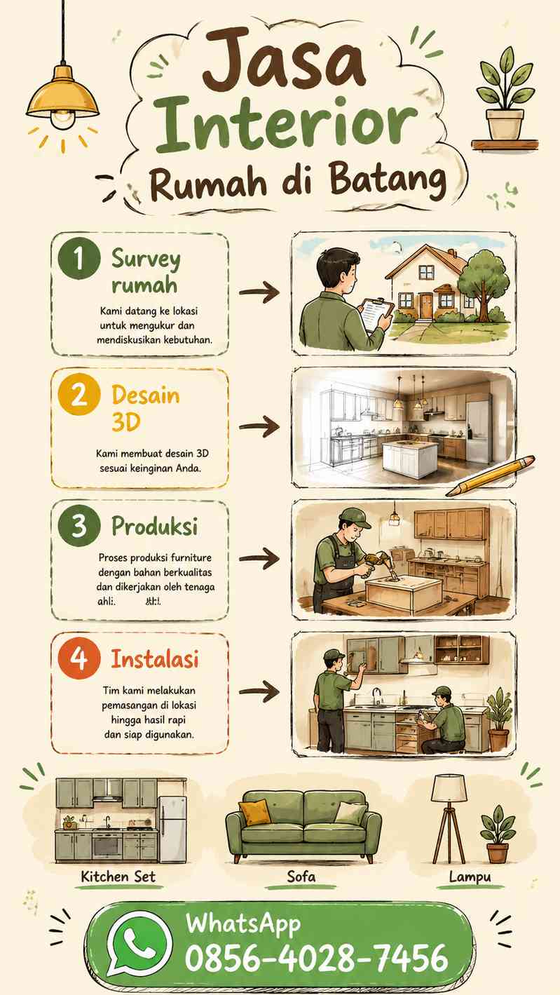 Infografis sketchnote tahapan desain interior rumah