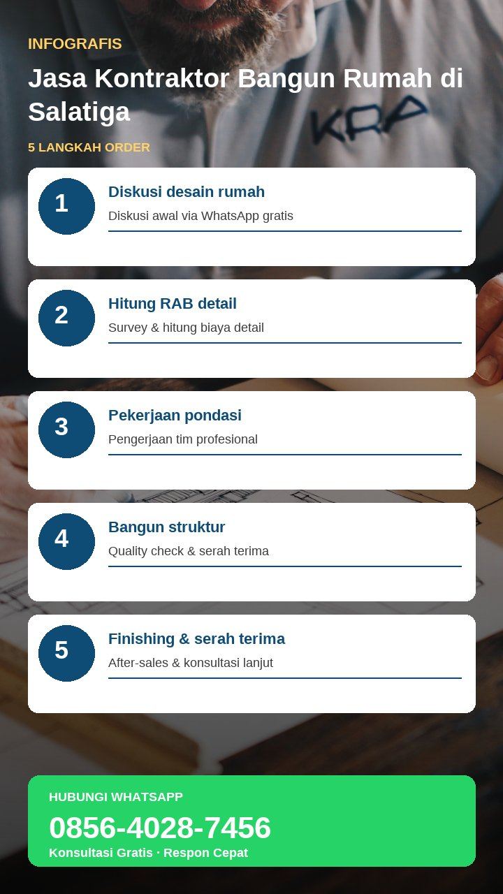 Infografis sketchnote alur bangun rumah dari desain hingga serah terima