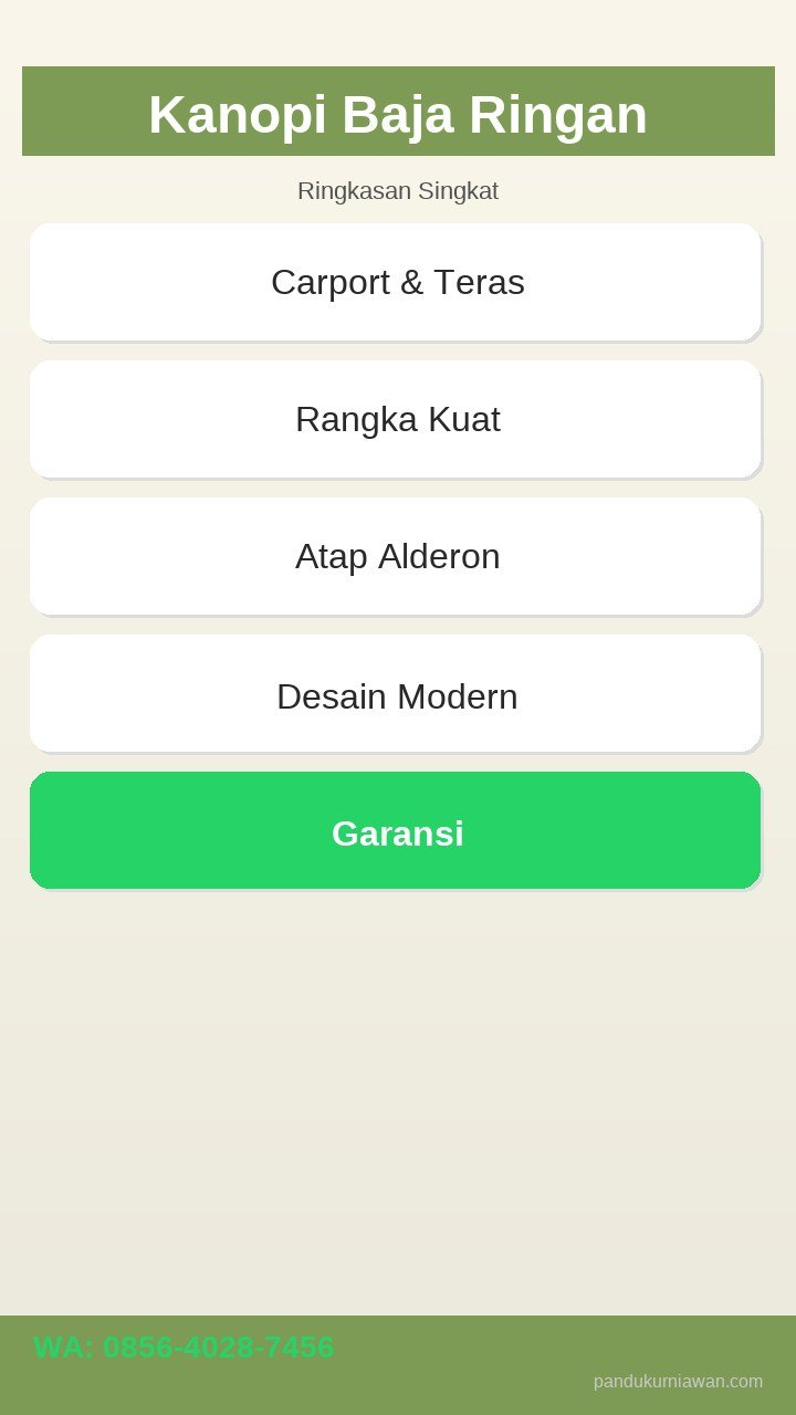 Infografis Kanopi Baja Ringan Semarang - struktur dan rangka