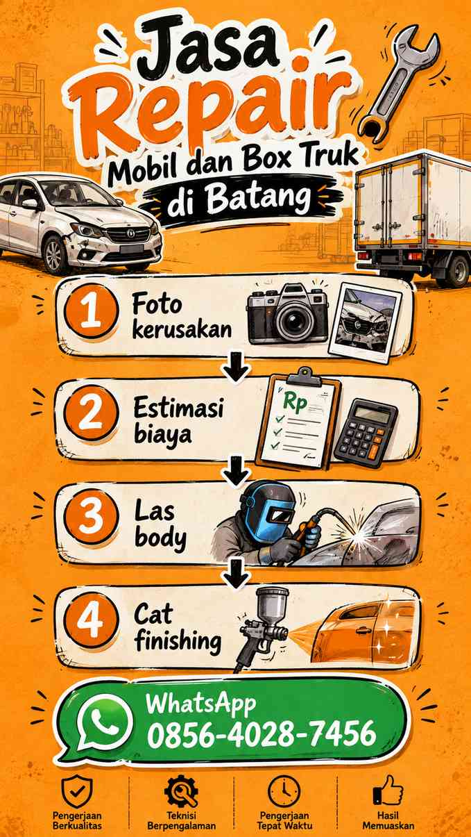 Infografis sketchnote jenis layanan repair mobil dan box truk