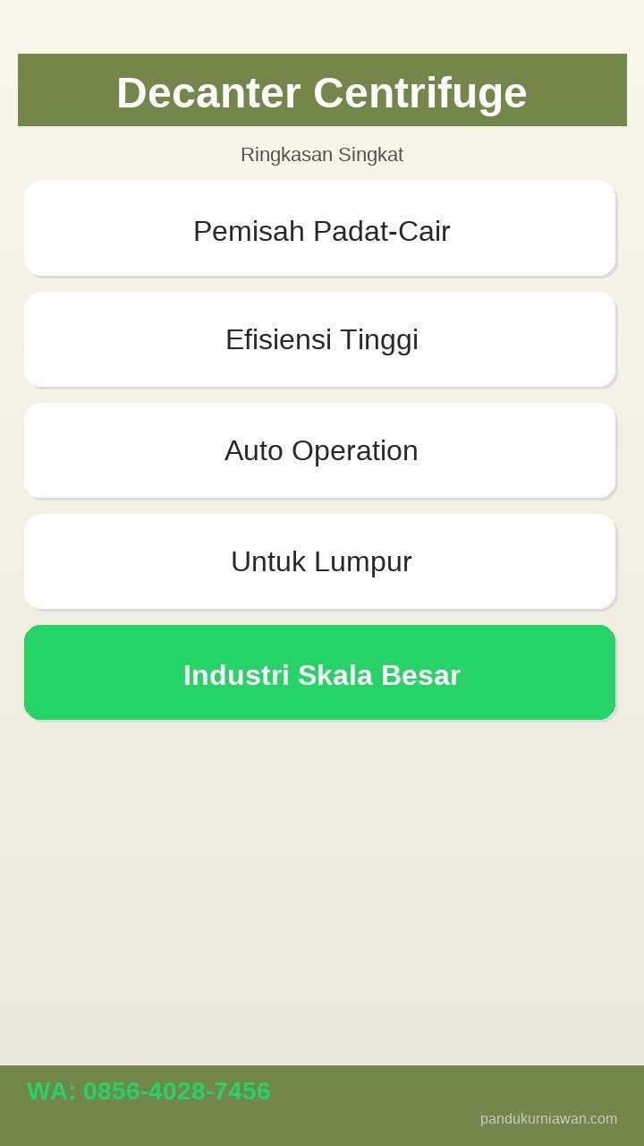 Infografis Decanter Centrifuge Semarang - pemisah padat-cair