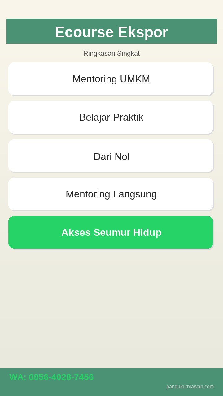 Infografis Ecourse Mentoring Ekspor Semarang - UMKM ekspor