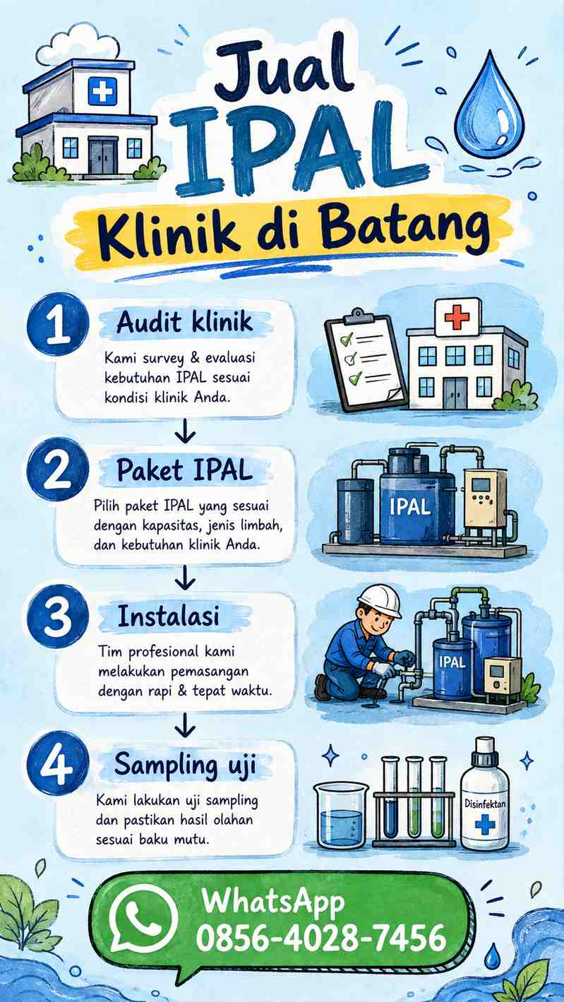 Infografis sketchnote komponen IPAL klinik untuk klinik pratama dan utama