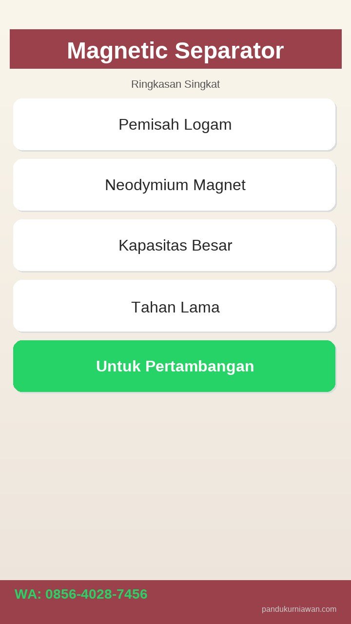 Infografis Magnetic Separator Semarang - jenis dan aplikasi
