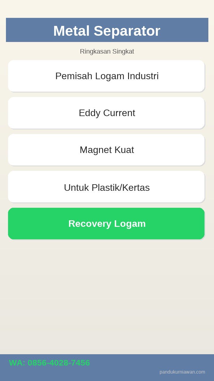 Infografis Metal Separator Pemisah Logam Semarang - eddy current