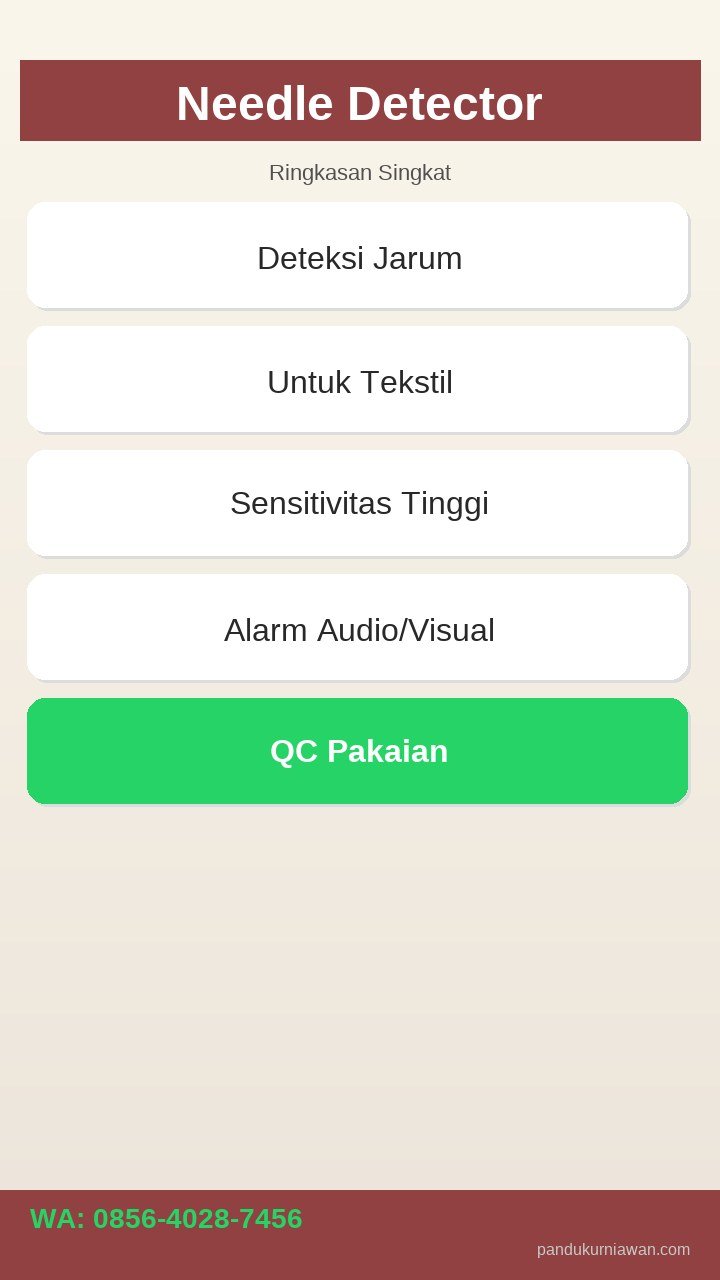 Infografis Needle Detector Semarang - QC tekstil & garmen