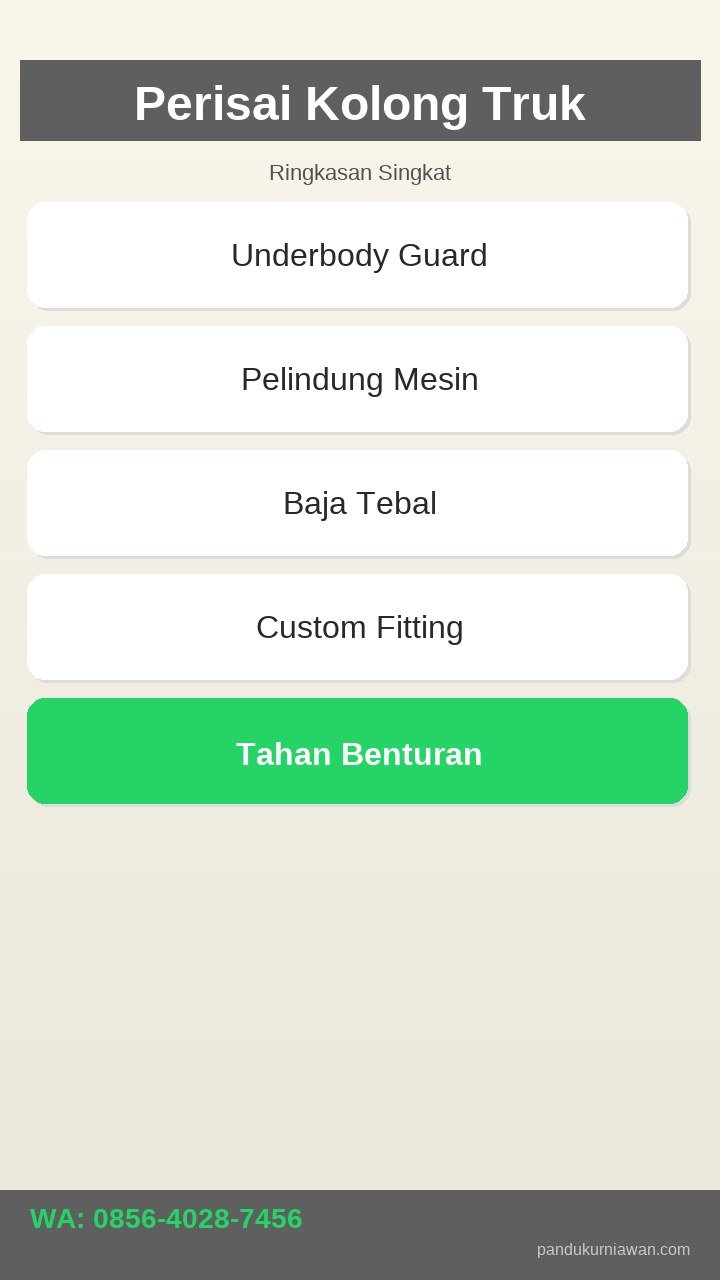 Infografis Perisai Kolong Truk Semarang - jenis dan fungsi
