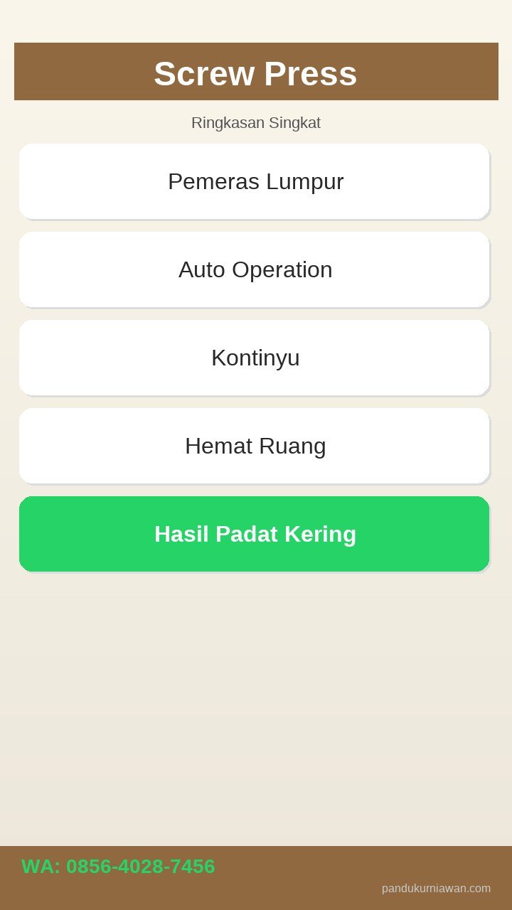 Infografis Screw Press di Semarang - mekanisme kerja dan aplikasi