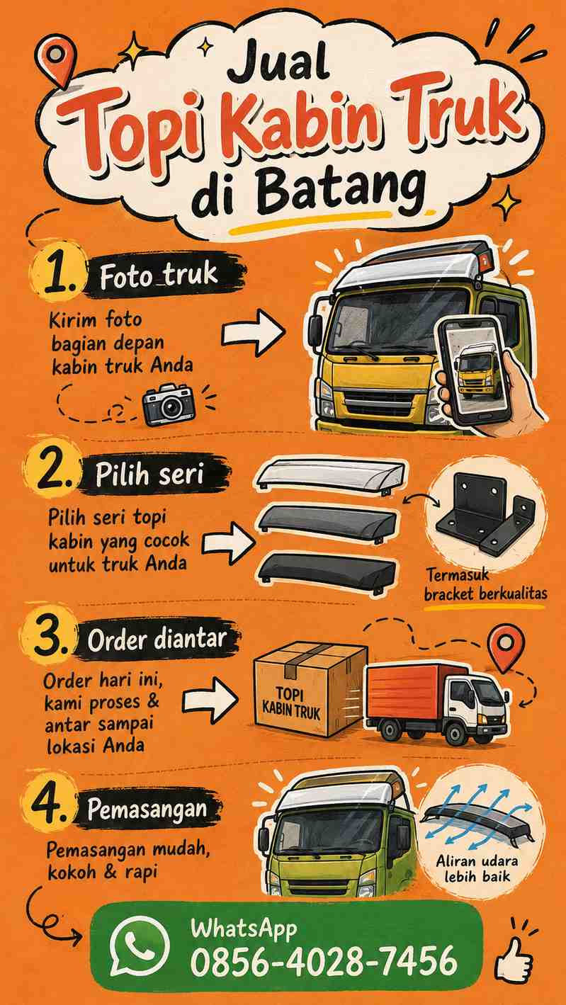 Infografis sketchnote jenis topi kabin truk berdasarkan seri dan material