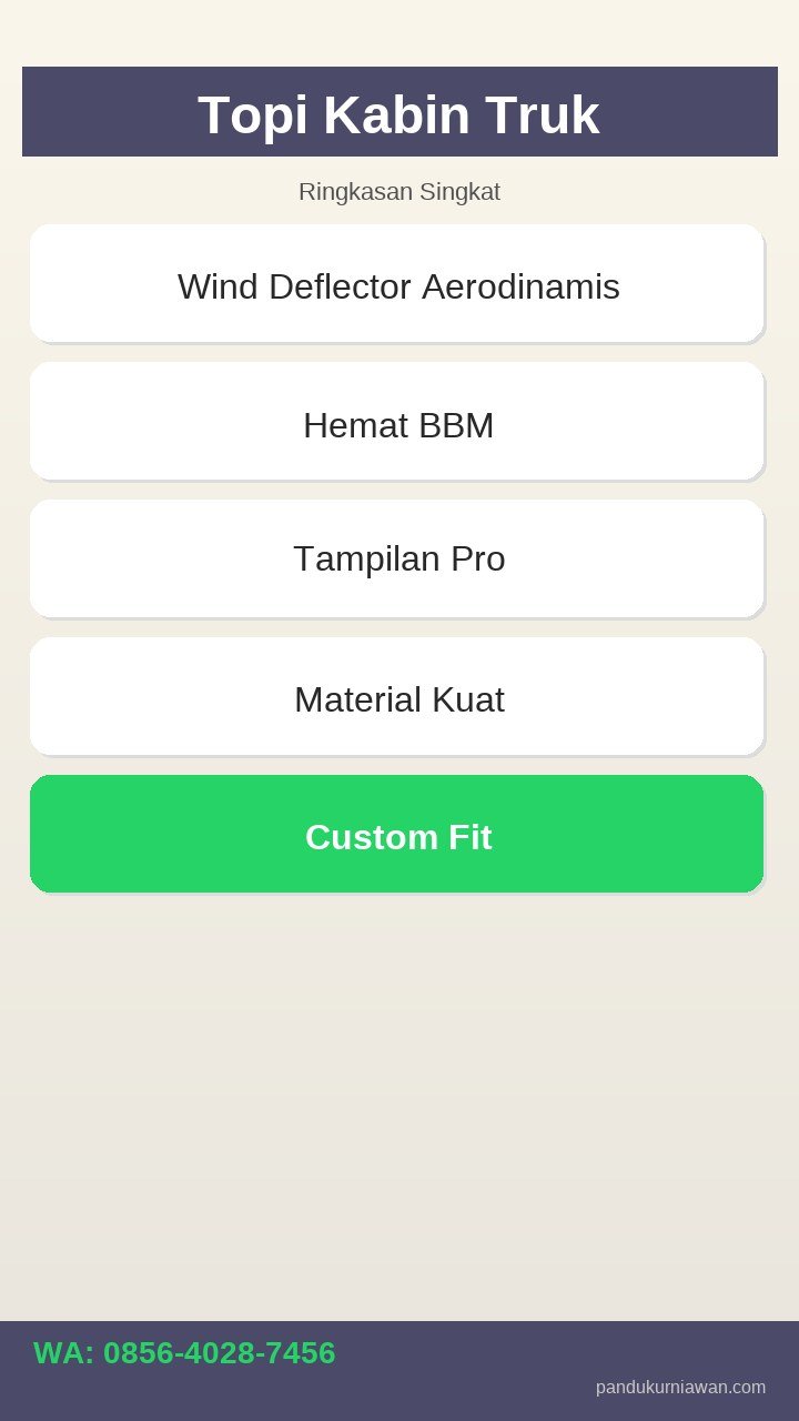 Infografis Topi Kabin Truk Semarang - fungsi, jenis, dan merk