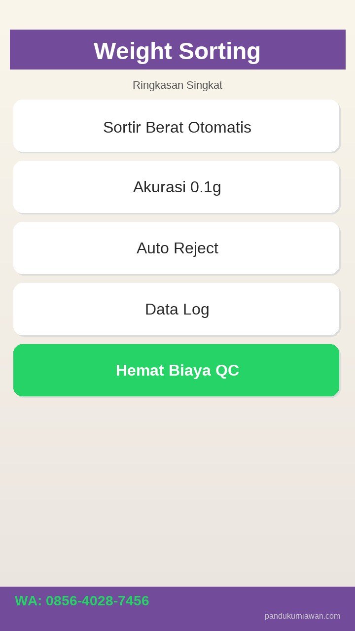 Infografis Weight Sorting Machine Semarang - sortir berat otomatis