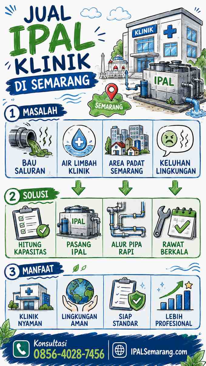 Infografis Jual IPAL Klinik di Semarang tentang problem solution limbah cair klinik