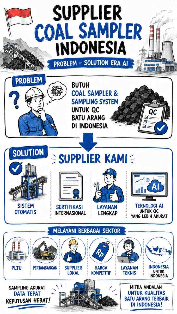 Infografis: Supplier coal sampling system di Indonesia, solusi profesional untuk QC batu arang