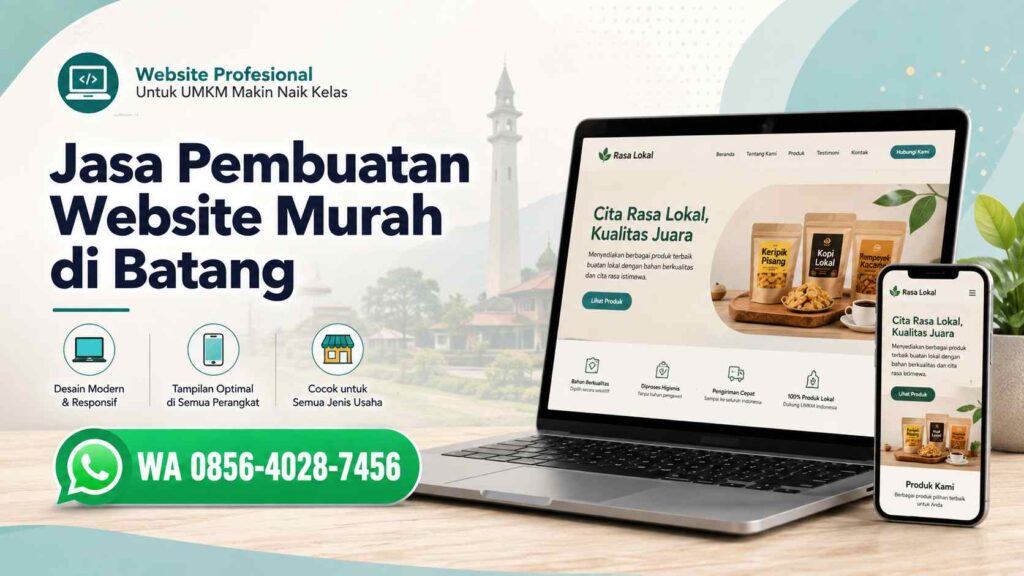 Banner jasa pembuatan website murah di Batang untuk UMKM dengan nomor WhatsApp 0856-4028-7456