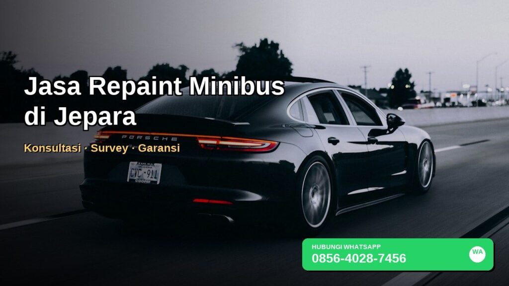 Banner jasa repaint minibus di Jepara dengan nomor WhatsApp 0856-4028-7456