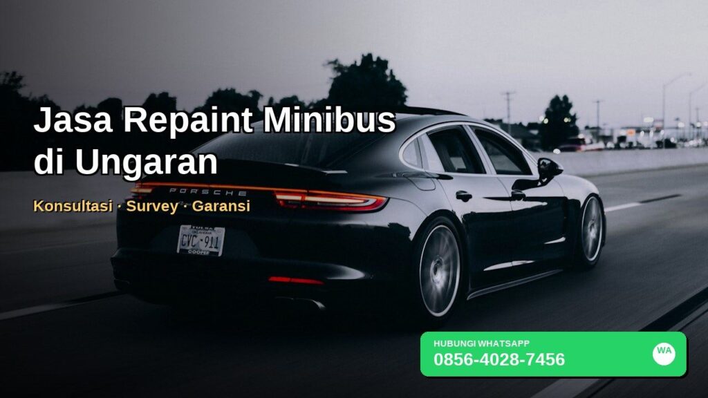 Banner jasa repaint minibus di Kudus untuk travel dan rental dengan WhatsApp 0856-4028-7456