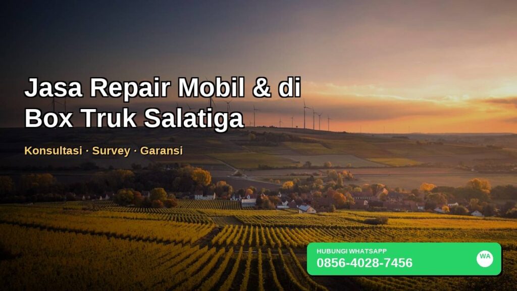 Banner jasa repair mobil dan box truk di Salatiga dengan nomor WhatsApp 0856-4028-7456