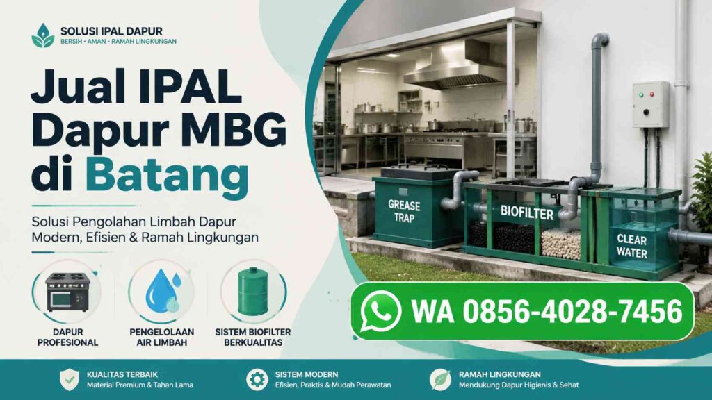 Banner promo jual IPAL dapur MBG di Batang dengan nomor WhatsApp 0856-4028-7456
