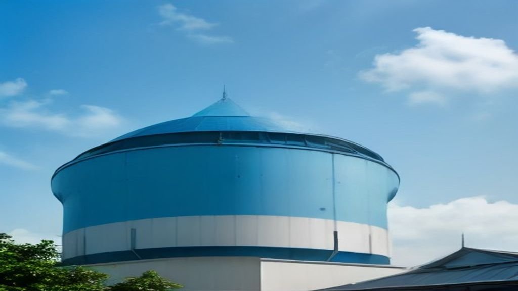 Professional commercial banner for 'Roof Tank Fiber Solo' in Solo Indonesia