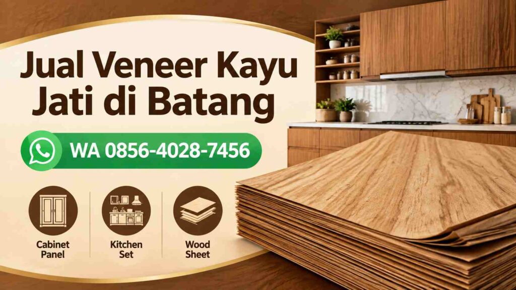 Banner jual veneer kayu jati di Batang untuk furnitur dan panel kayu
